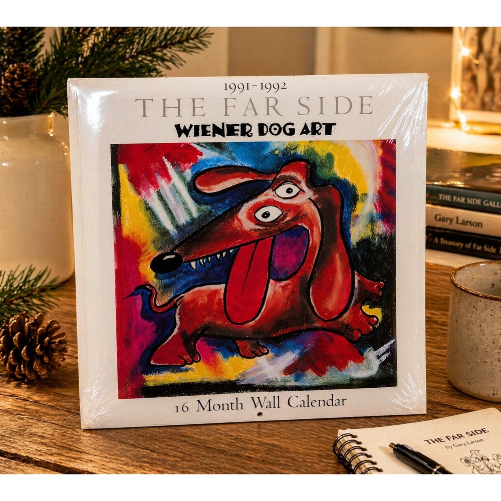 Vintage 1991 The Far Side Wiener Dog Art Wall Calendar Gary Larson New Sealed